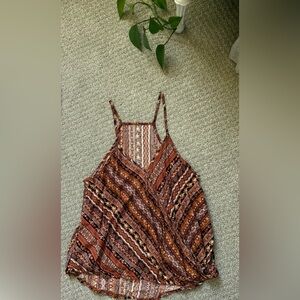 SHEIN Paisley Print top in Brown and Cream NWOT